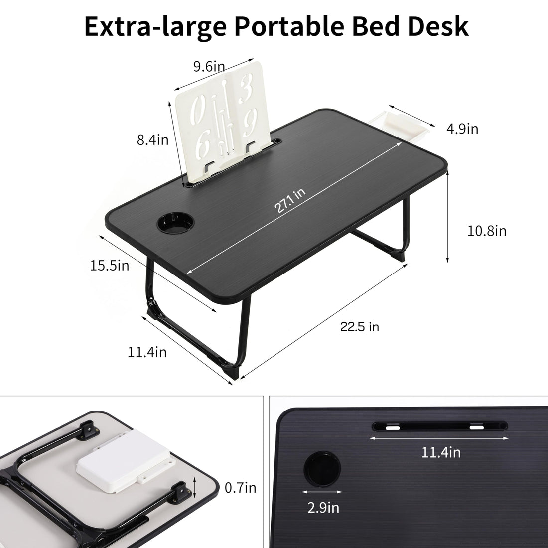 Extra Large 28"x16" Foldable Laptop Bed & Floor Table – Brown