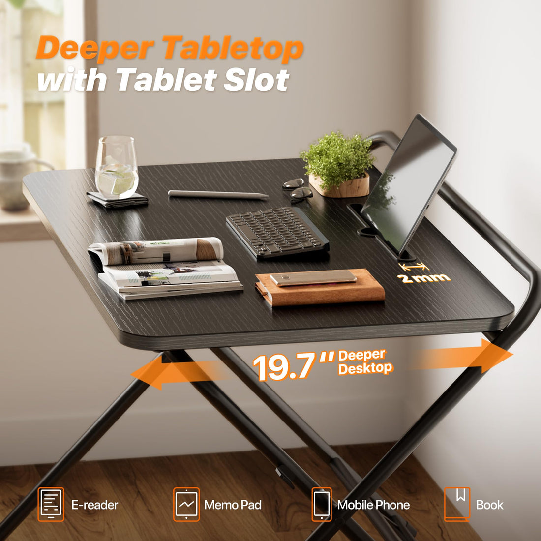 Huuger 24" Folding Desk, Rustic Brown