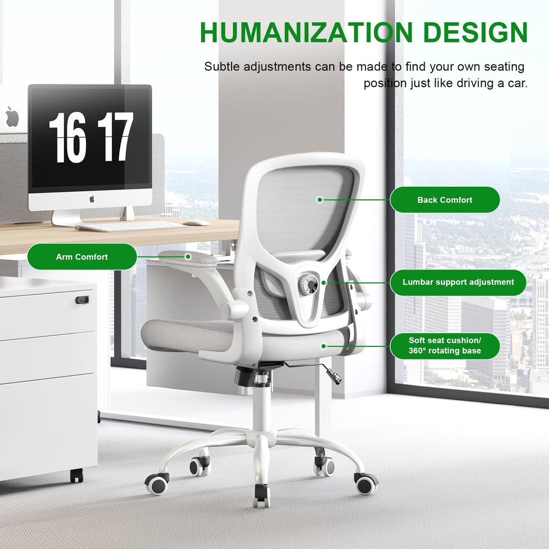 Ergonomic Mesh Office Chair, Grey