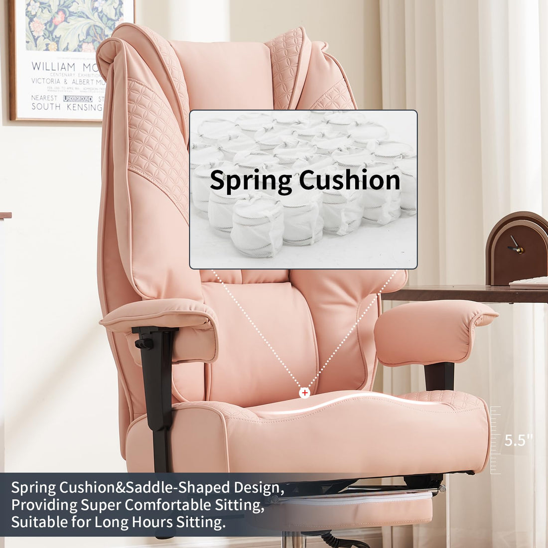 Big & Tall PU Leather Office Chair with Footrest, Brown