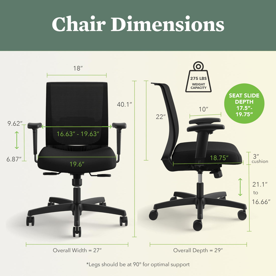 HON Convergence Ergonomic Office Chair, Black
