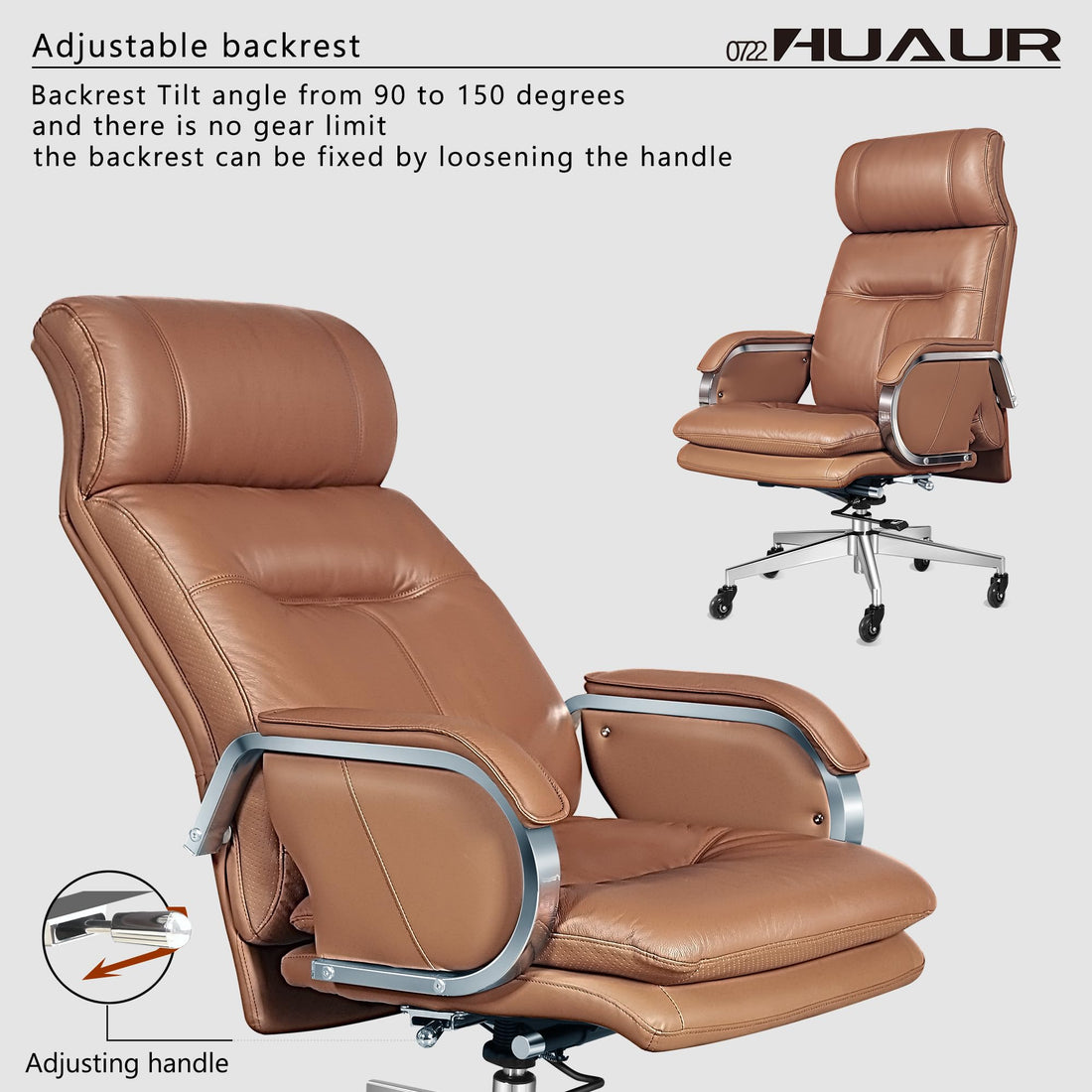 Leather High-Back Executive Chair, Brown