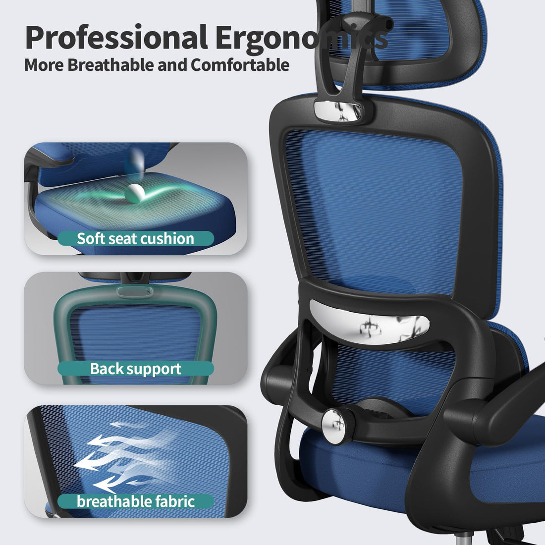 TRALT Ergonomic High Back Office Chair, Black