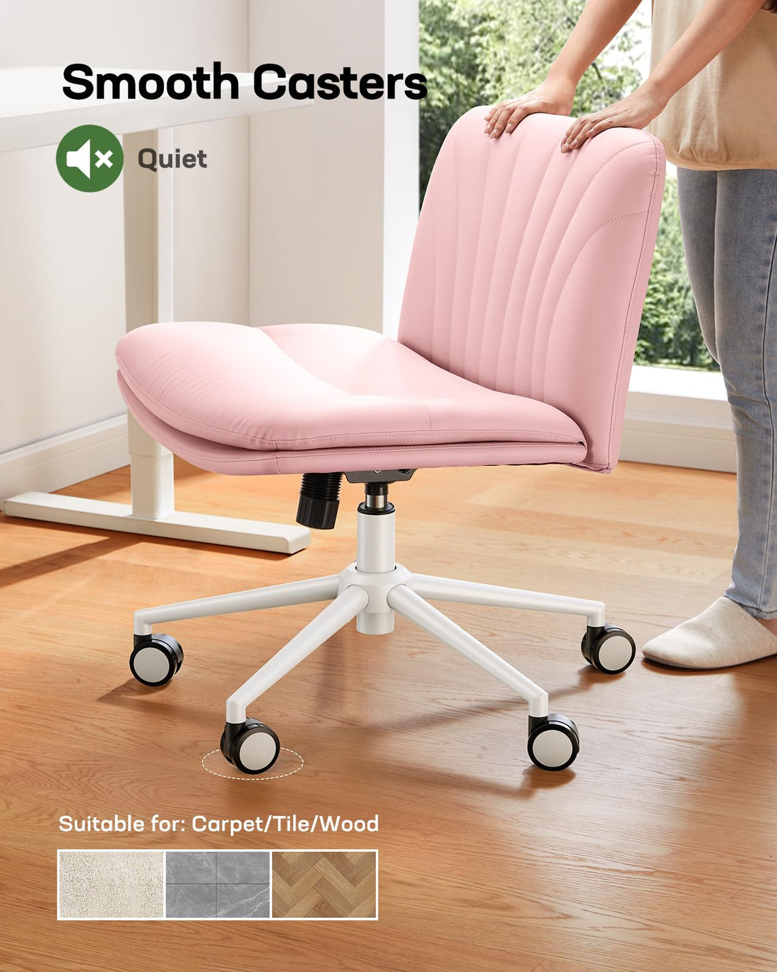 Marsail Armless Office Chair, Light Beige