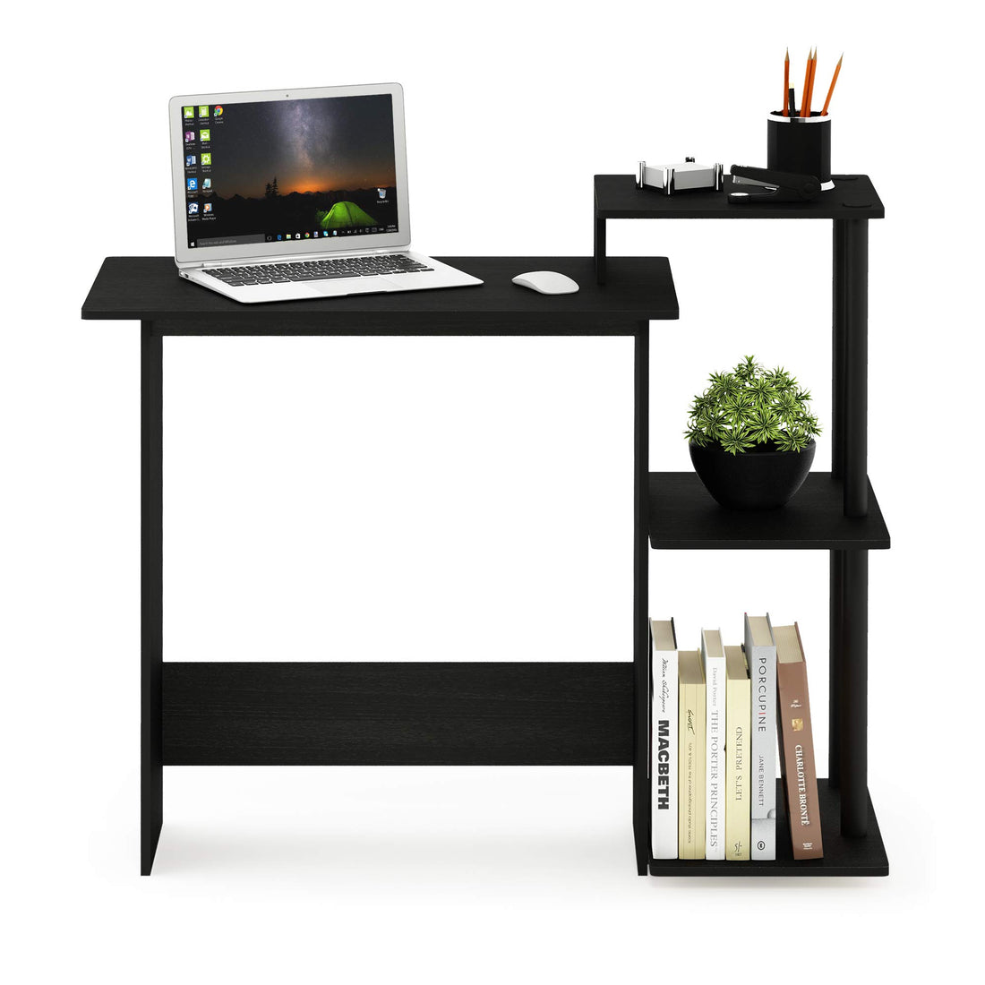 Furinno Compact Computer Desk, Walnut/Black