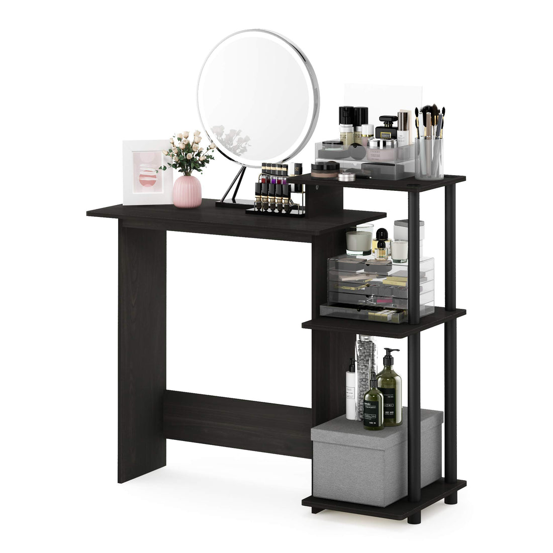 Furinno Compact Computer Desk, Walnut/Black