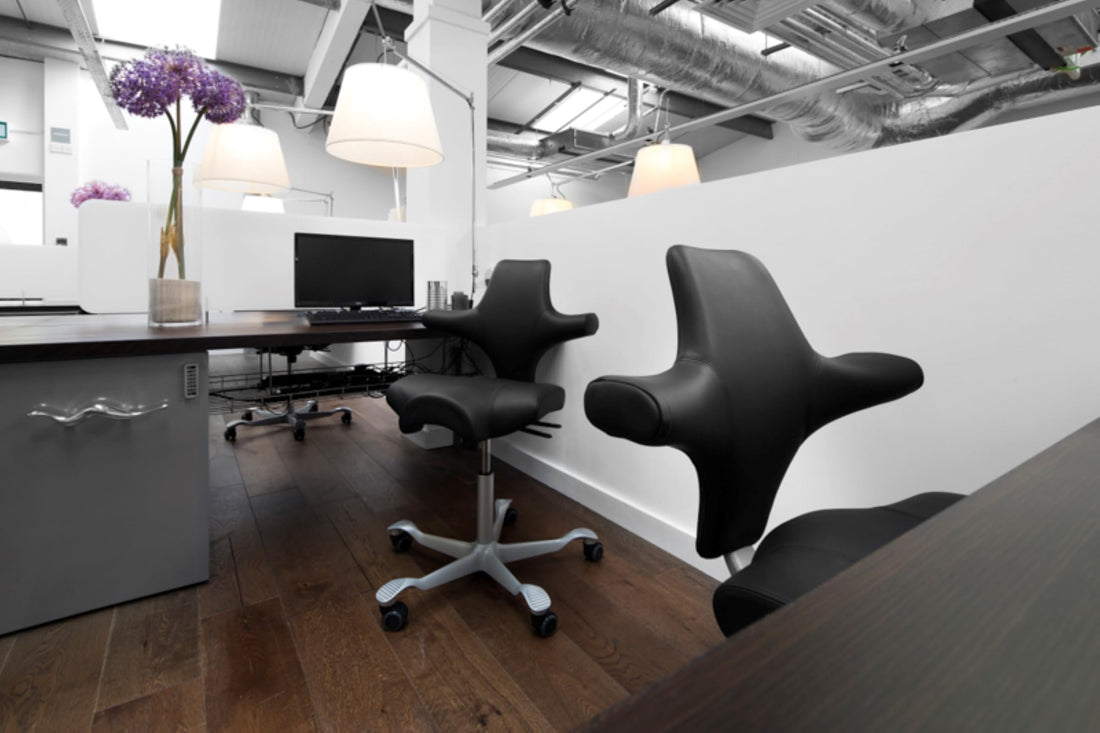 HAG Capisco Adjustable Desk Chair, Tan Brown Leather