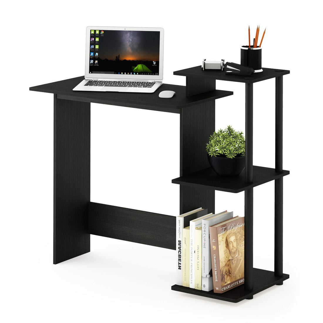 Furinno Compact Computer Desk, Walnut/Black