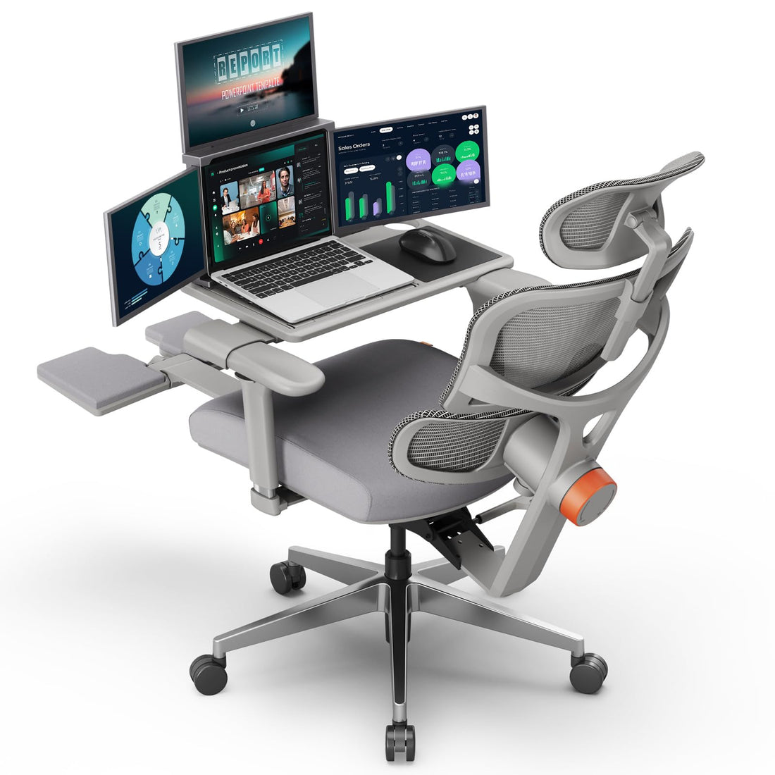 Newtral Ergonomic Office Chair with Footrest, Gray