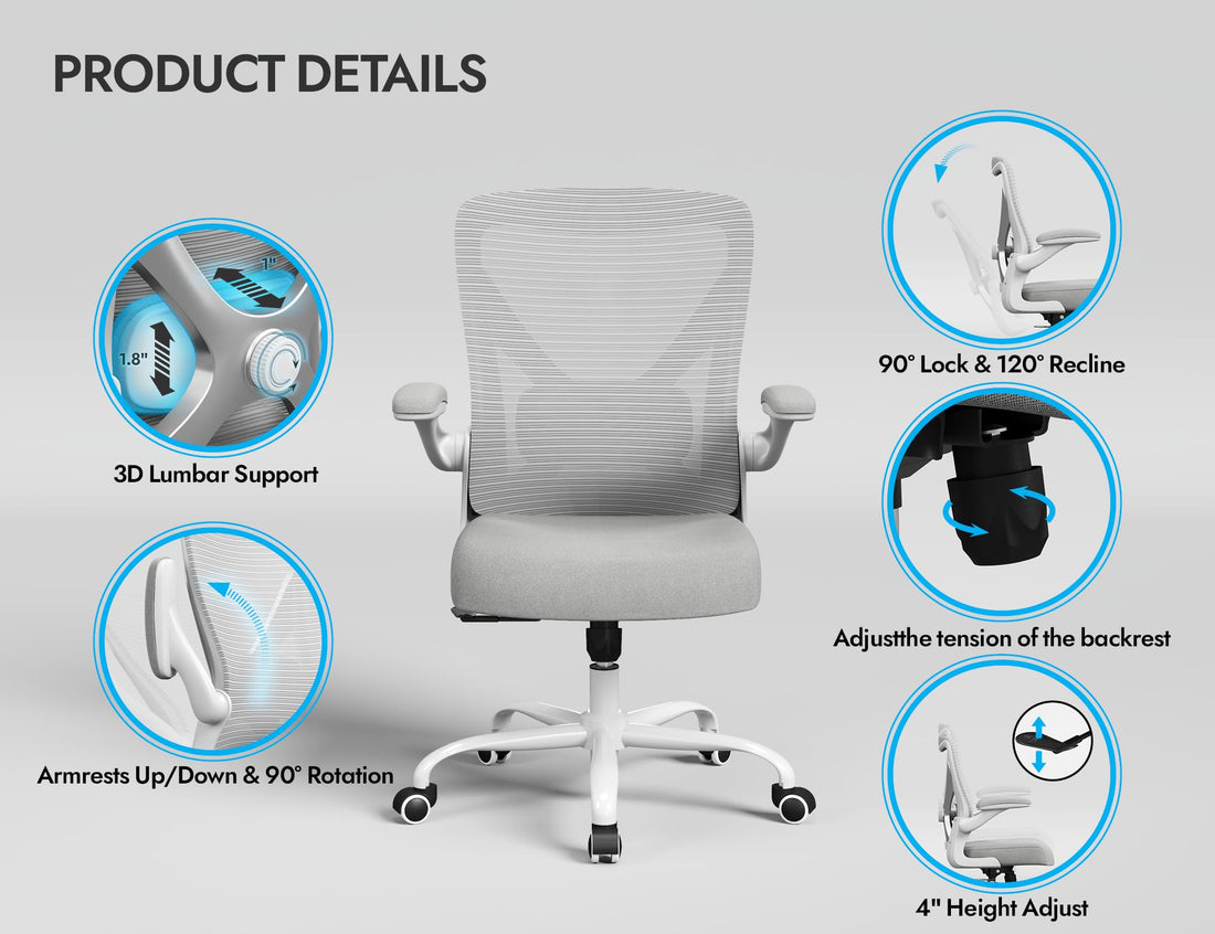 Ergonomic Office Chair, Grey Gold