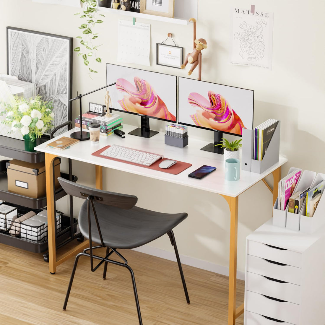 PayLessHere 32" Black Computer Desk with Metal Frame