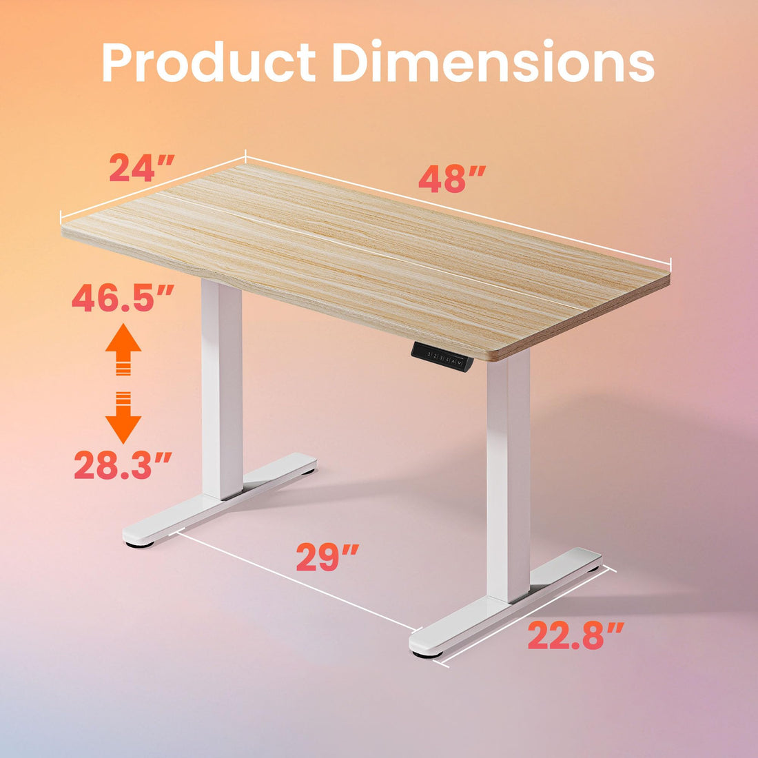 HUANUO 32" Electric Standing Desk, Light Walnut
