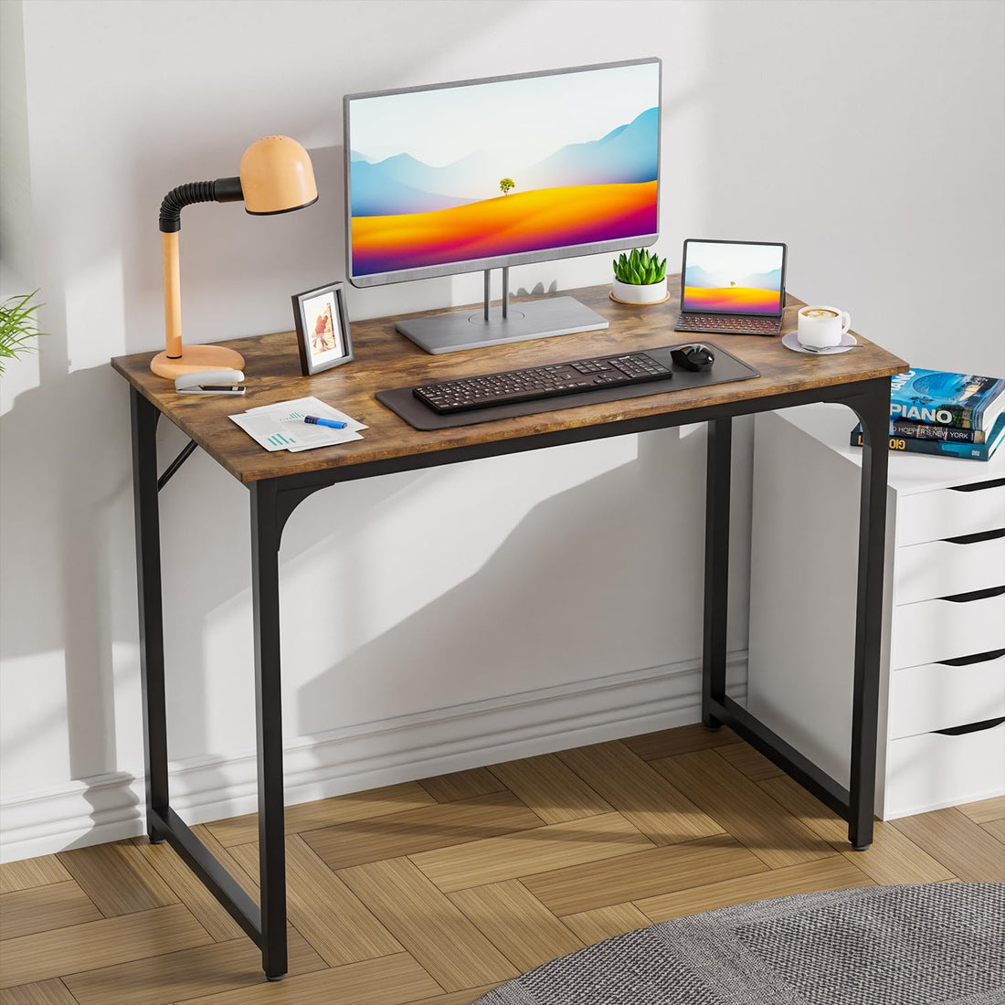 PayLessHere 32" Black Computer Desk with Metal Frame