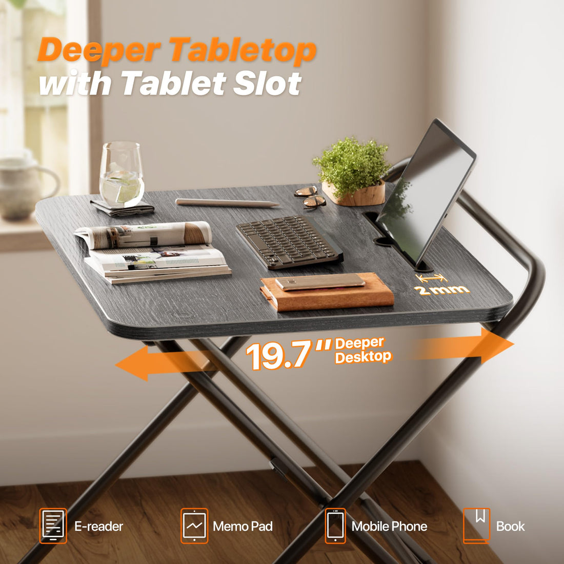 Huuger 24" Folding Desk, Rustic Brown