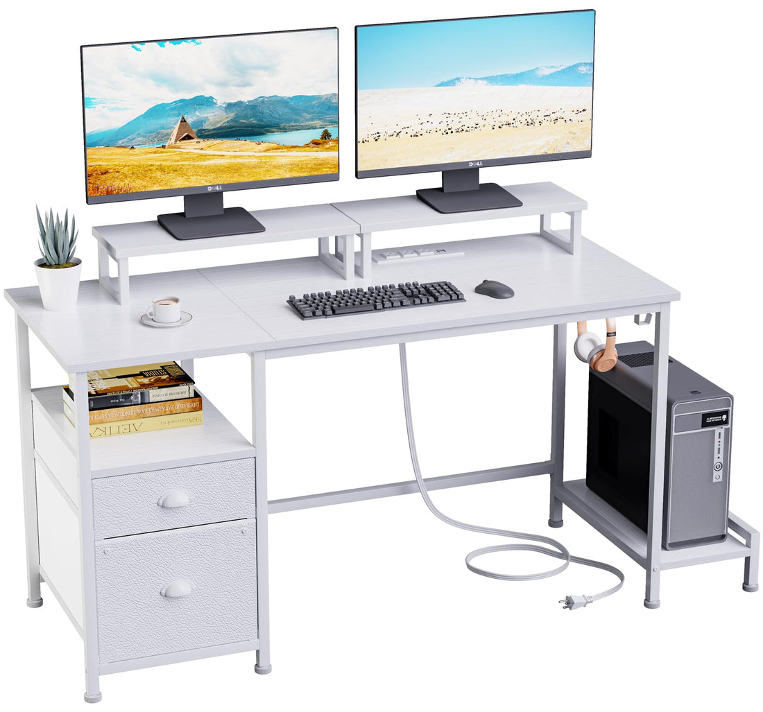 Furologee 47" Desk with Storage, Rustic Brown