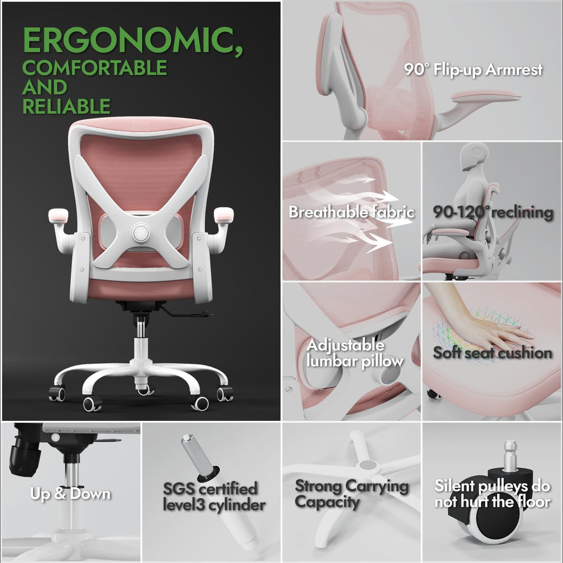 Ergonomic Office Chair, Grey Gold