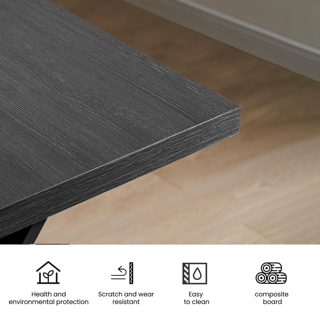 70.9" Executive Office Desk, Ash Black