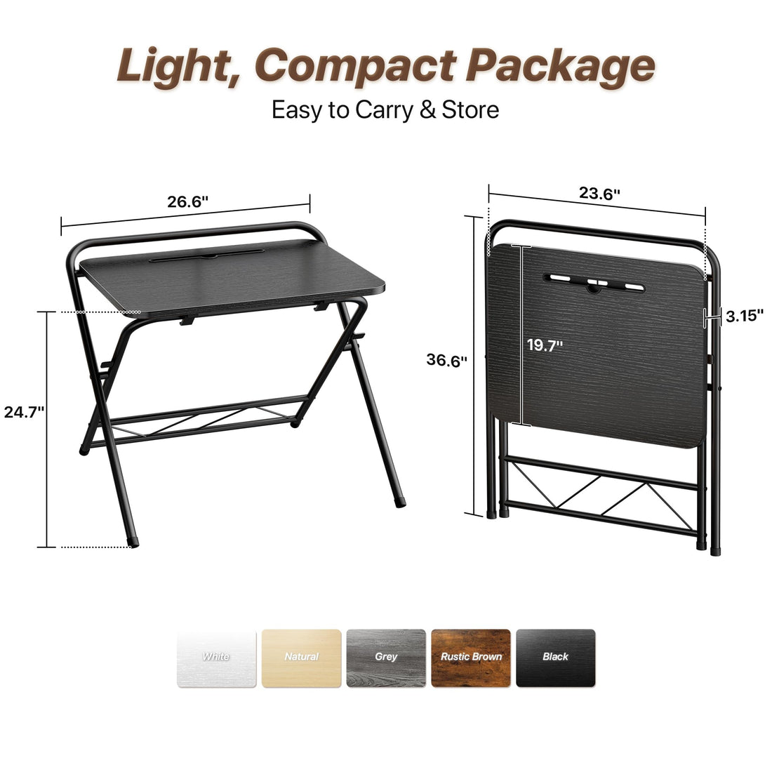 Huuger 24" Folding Desk, Rustic Brown