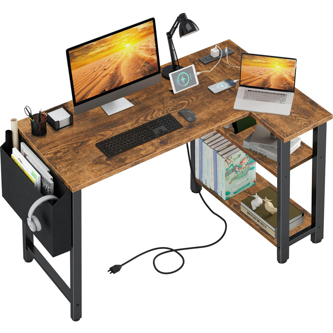 Lufeiya 40" White L-Shaped Desk