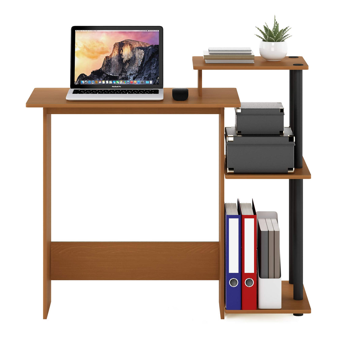 Furinno Compact Computer Desk, Walnut/Black