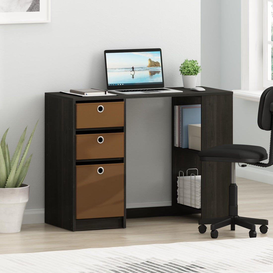 Furinno Econ Computer Desk – Light Cherry/Black
