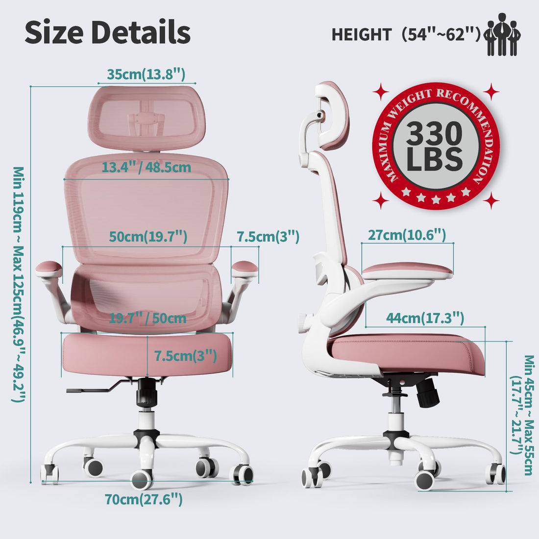 TRALT Ergonomic High Back Office Chair, Black