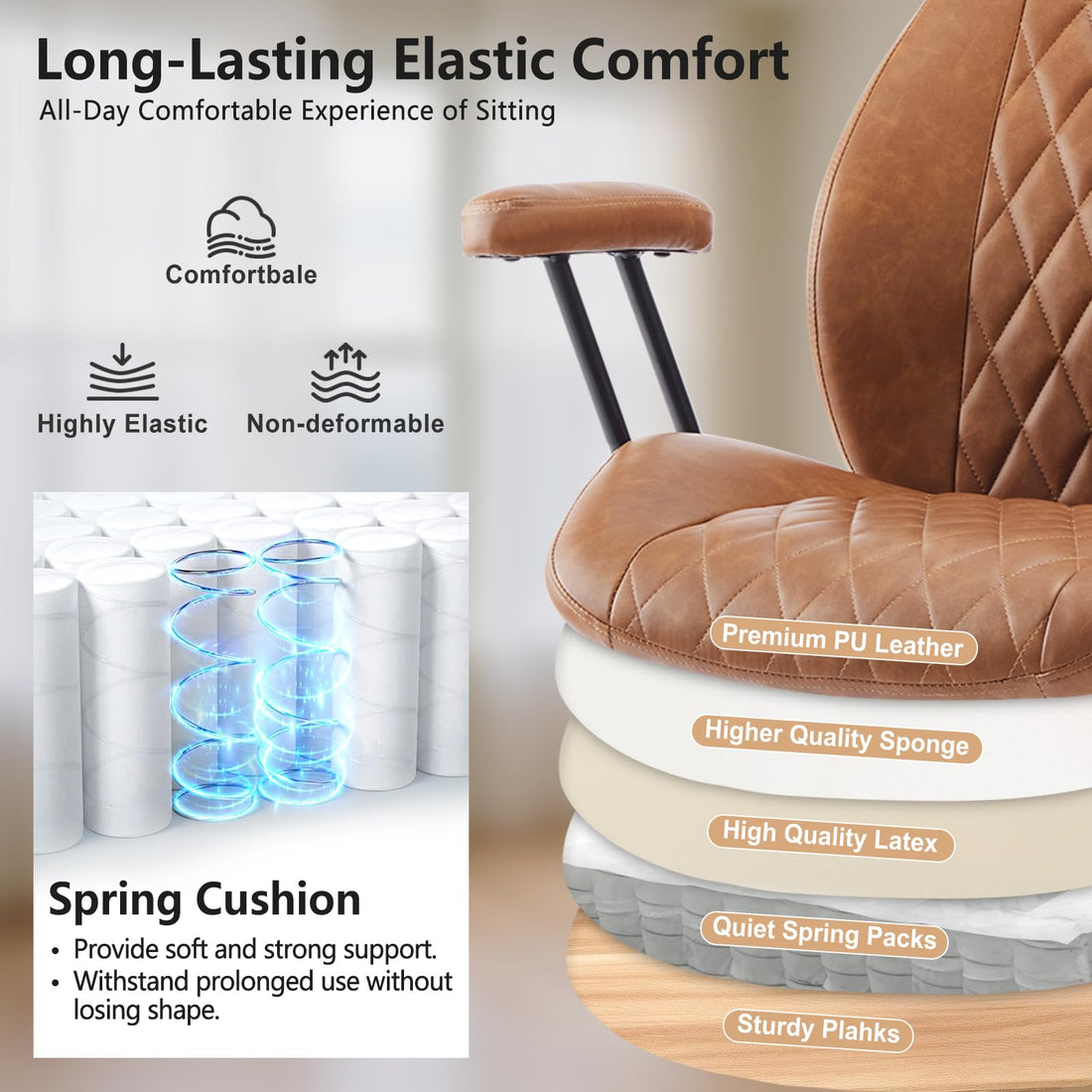 YFO Brown Leather Ergonomic Office Chair