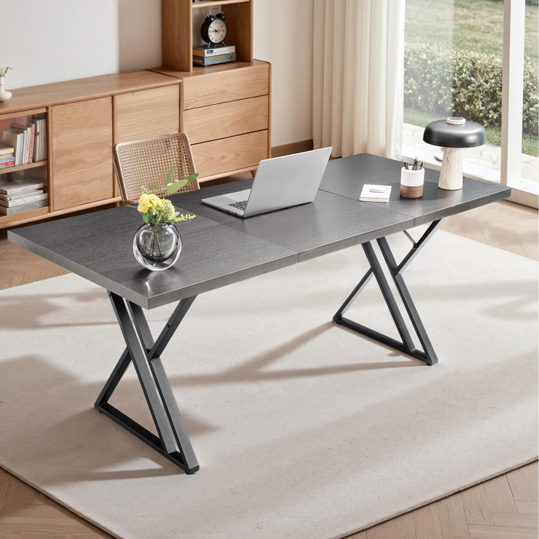 70.9" Executive Office Desk, Ash Black