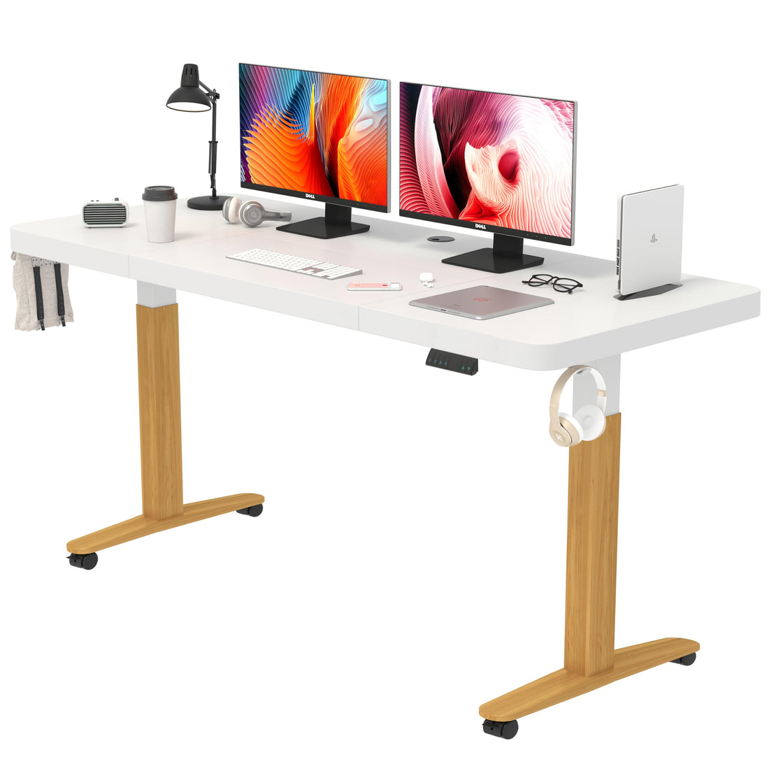 Monomi 63"x28" Electric Standing Desk, Rustic Brown/Black