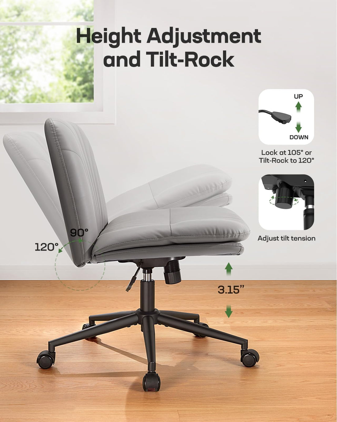 Marsail Armless Office Chair, Light Beige