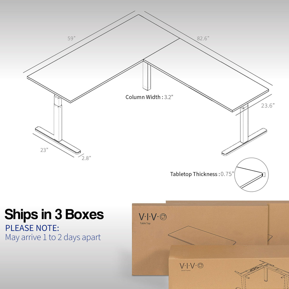 VIVO 83"x60" L-Shaped Electric Height Adjustable Desk