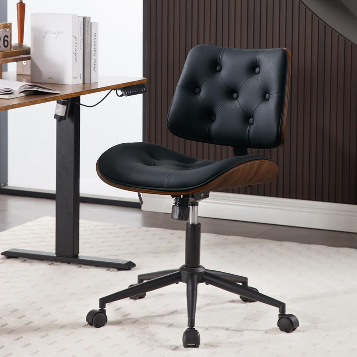 Armless Office Chair with Wheels, Beige