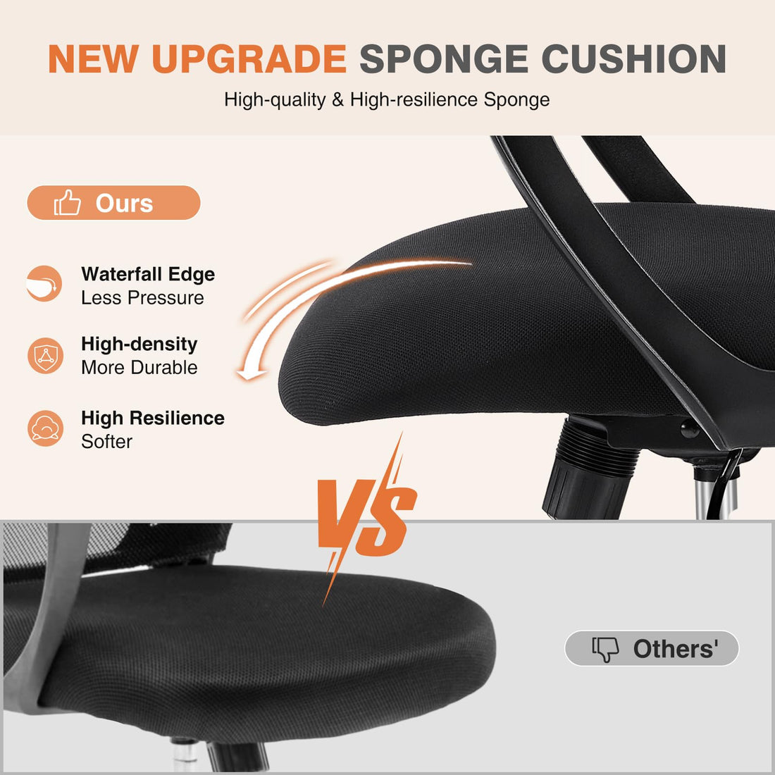 Sweetcrispy Ergonomic Mesh Office Chair, Black