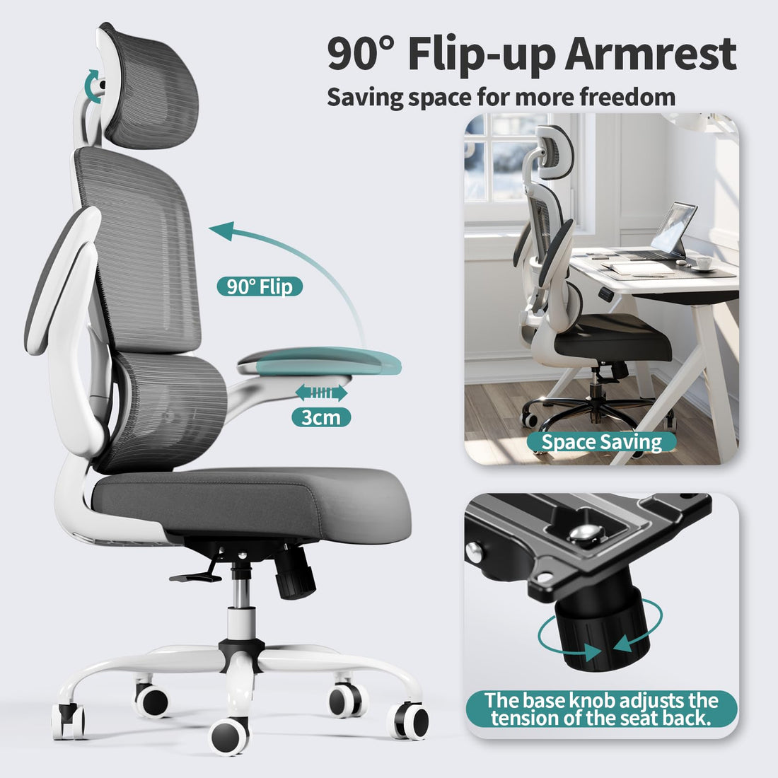 TRALT Ergonomic High Back Office Chair, Black