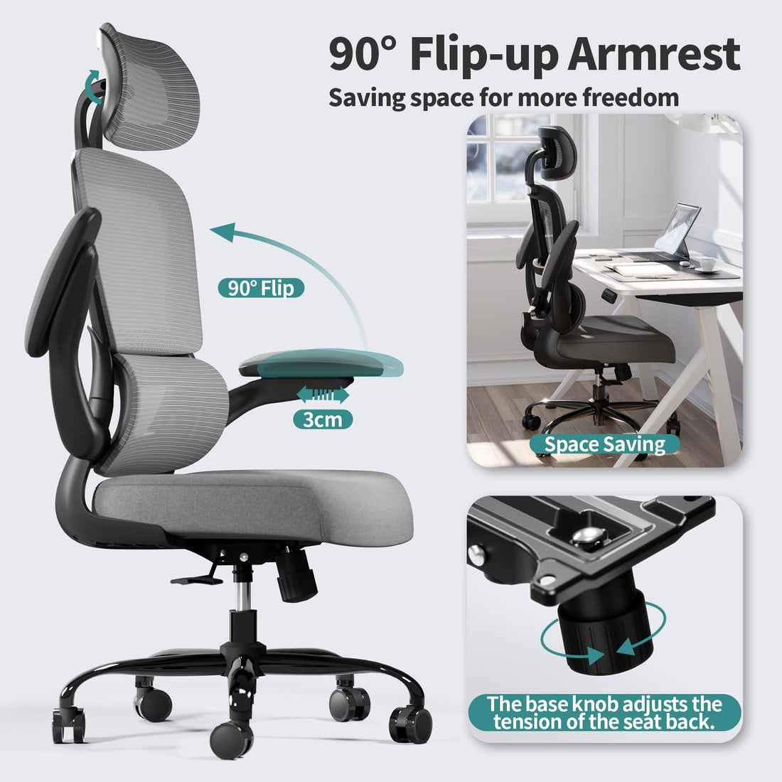 TRALT Ergonomic High Back Office Chair, Black