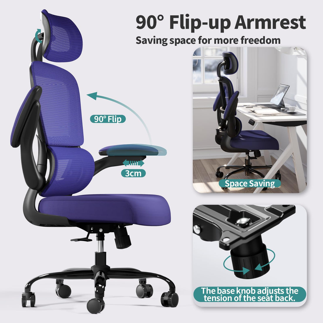 TRALT Ergonomic High Back Office Chair, Black