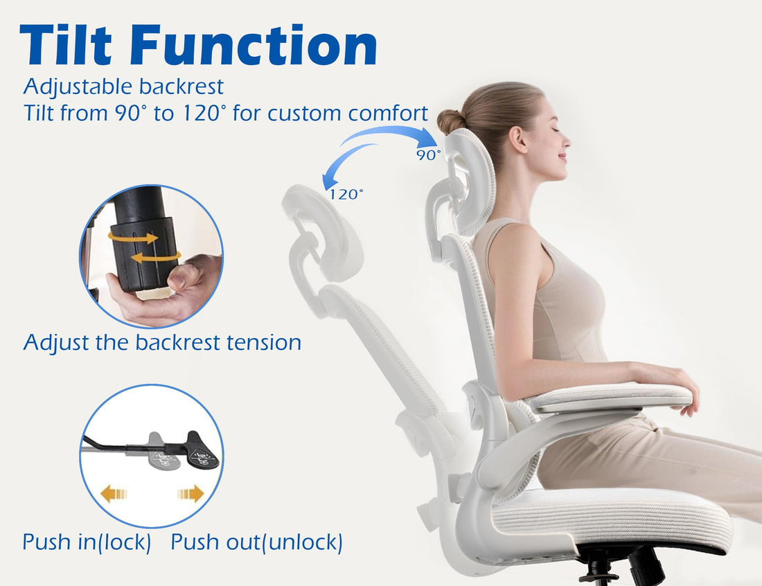 TRALT Ergonomic Office Chair, White Leather