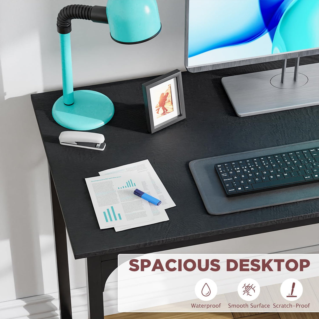 PayLessHere 32" Black Computer Desk with Metal Frame