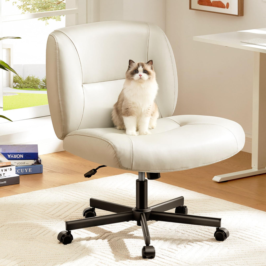 Marsail Armless Office Chair, Light Beige