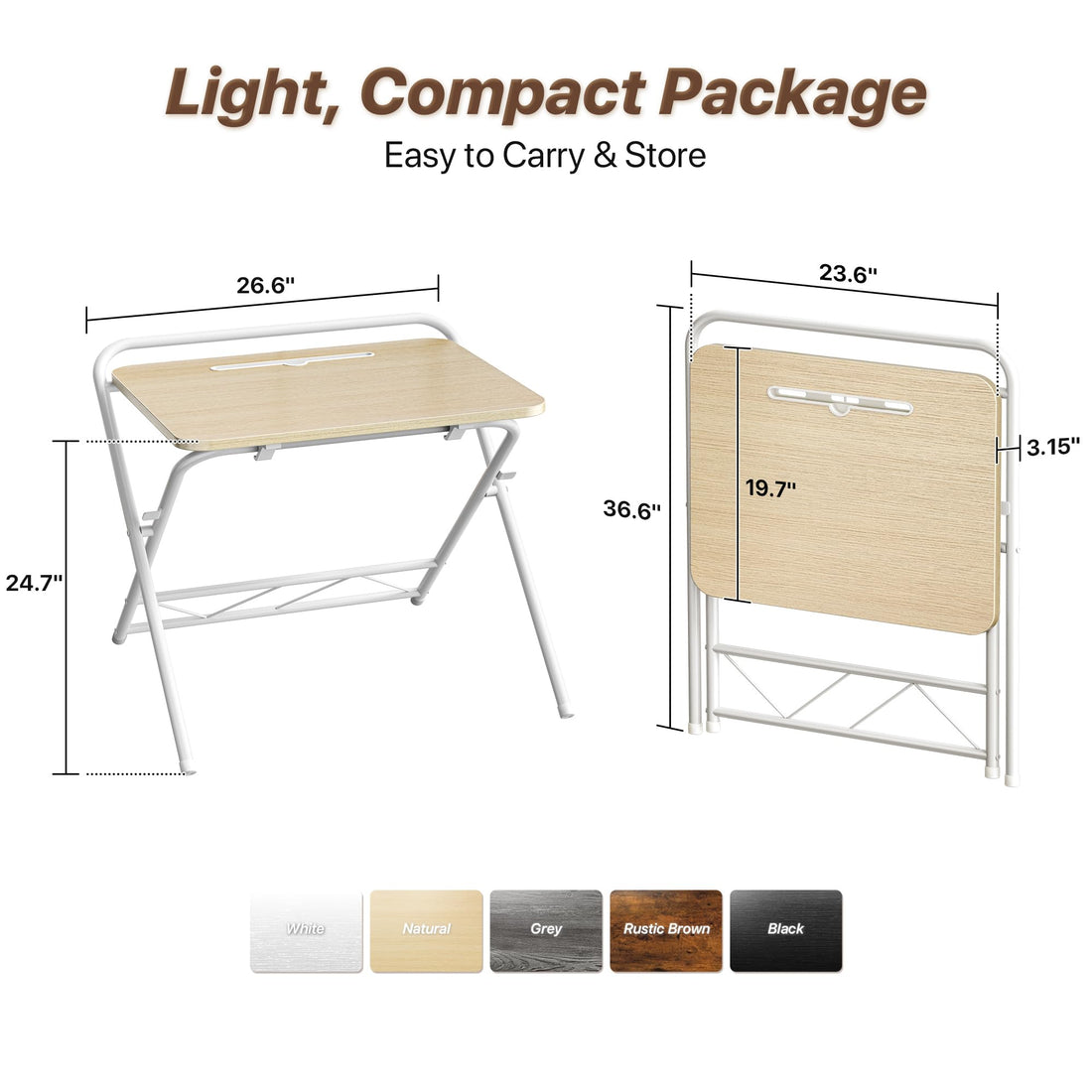Huuger 24" Folding Desk, Rustic Brown