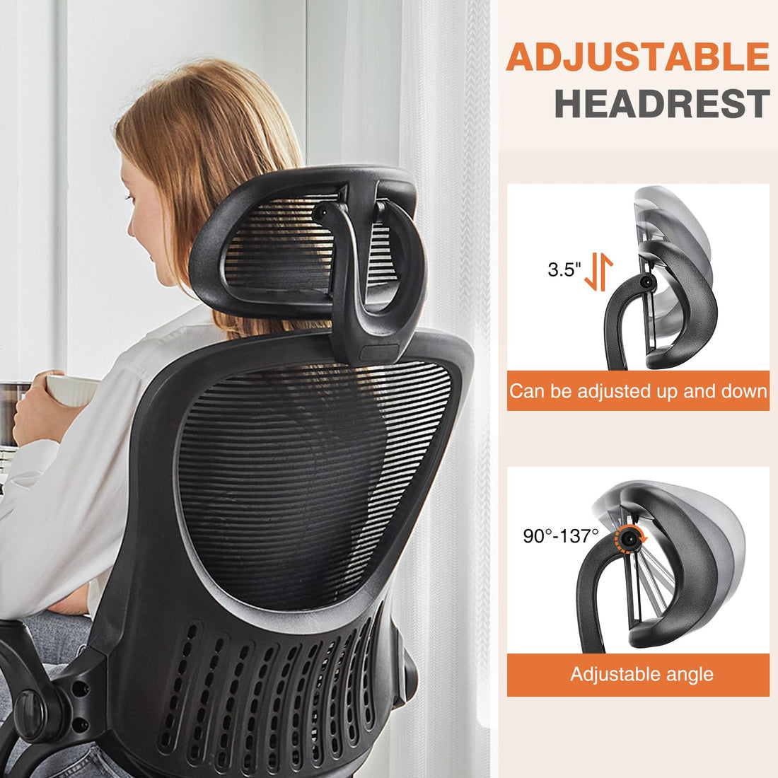 Sweetcrispy Ergonomic Mesh Office Chair, Black