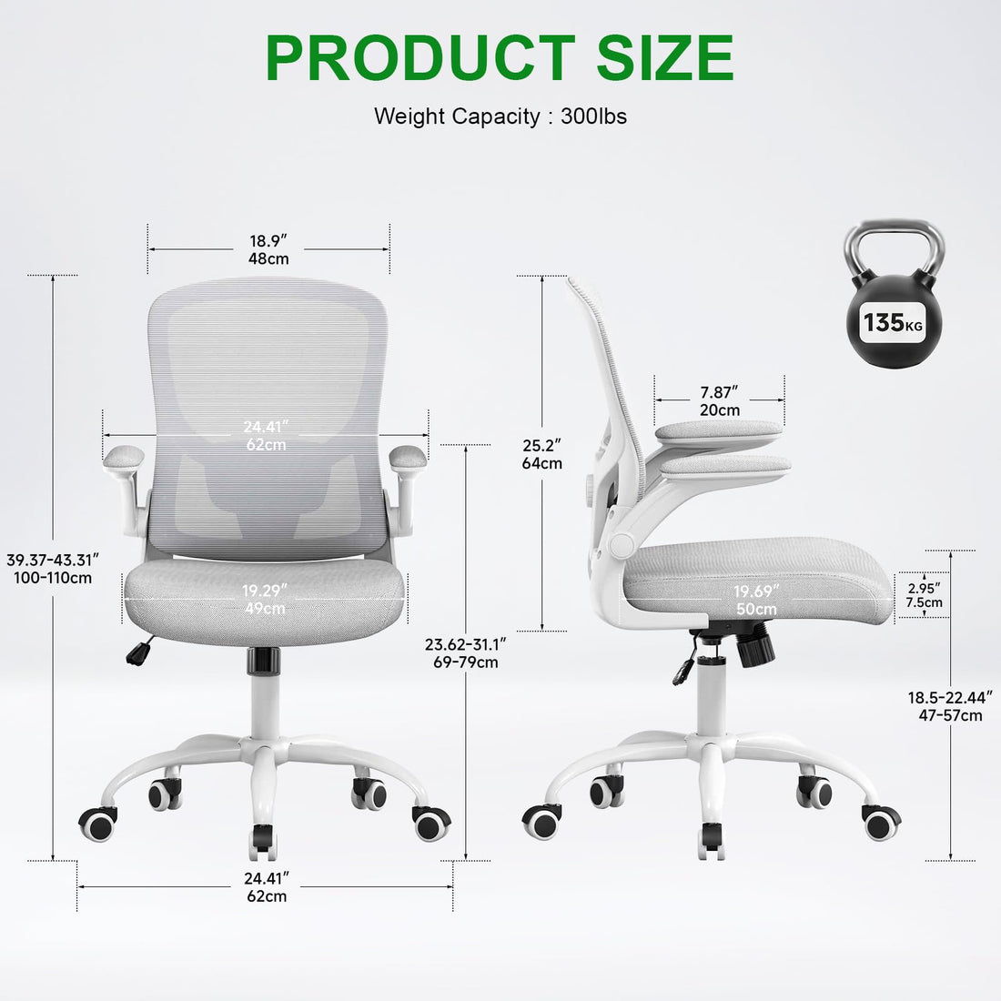 Ergonomic Mesh Office Chair, Grey