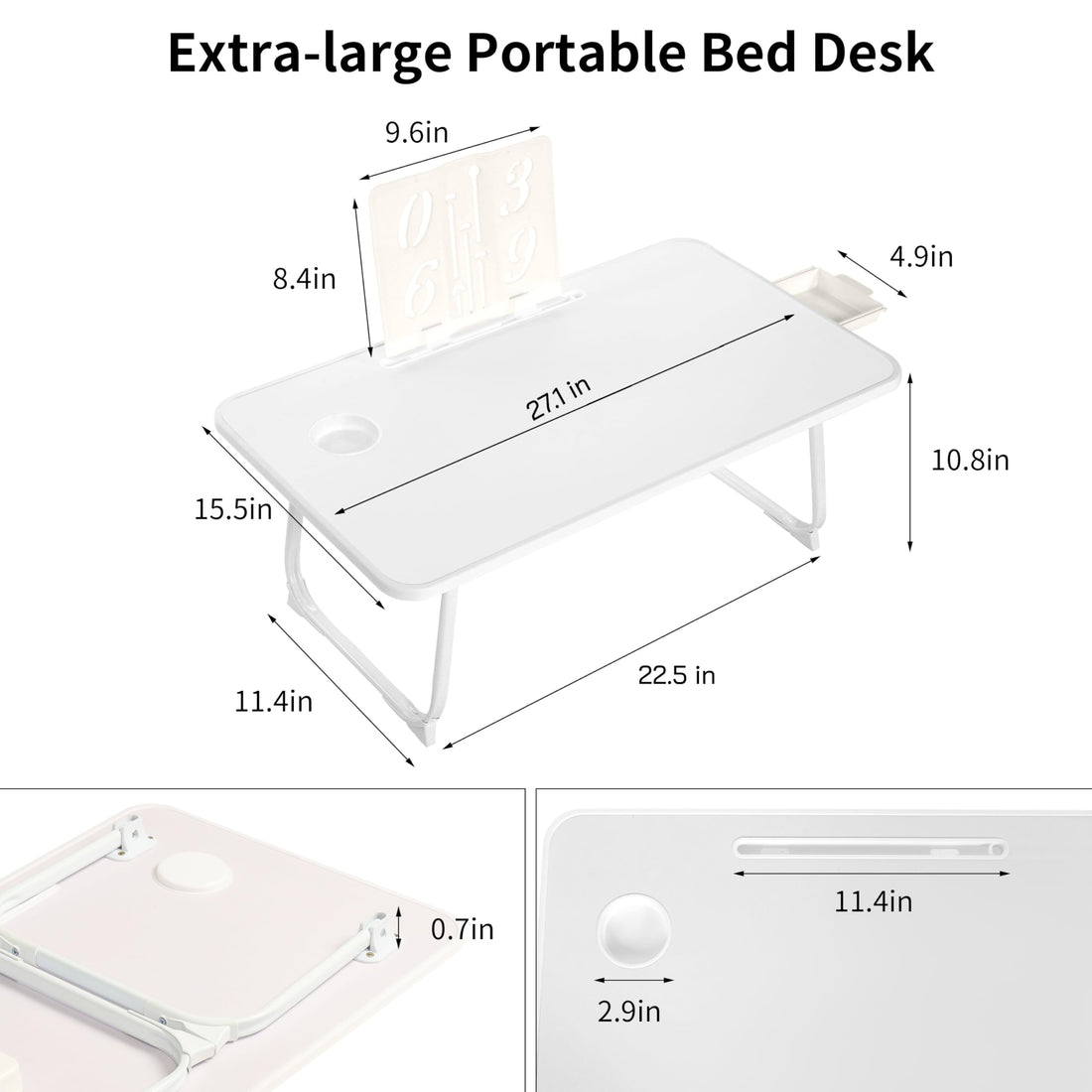 Extra Large 28"x16" Foldable Laptop Bed & Floor Table – Brown