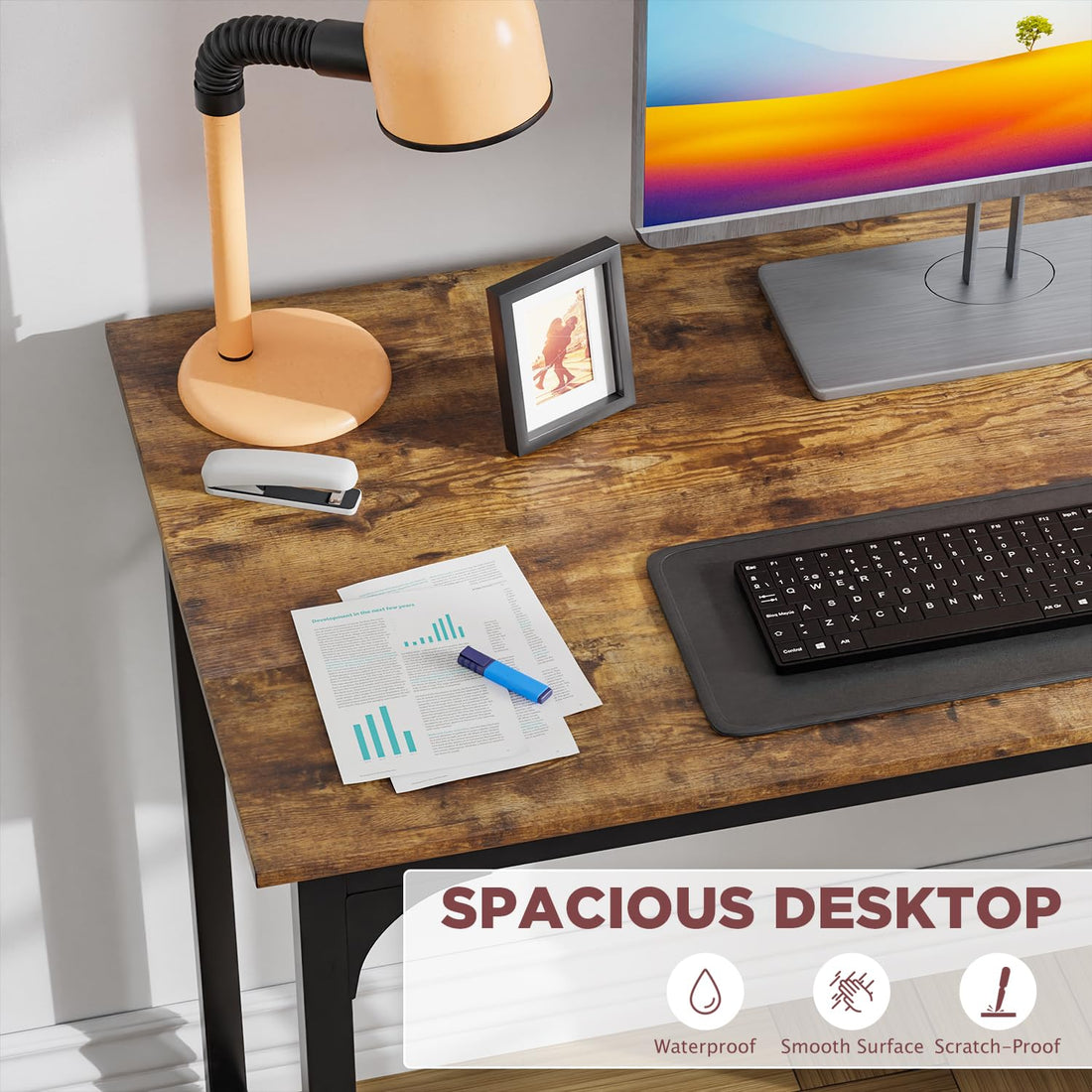PayLessHere 32" Black Computer Desk with Metal Frame
