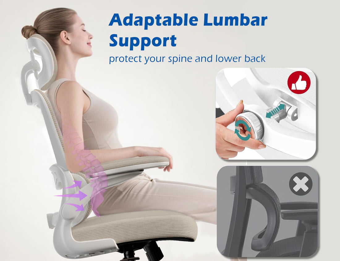 TRALT Ergonomic Office Chair, White Leather