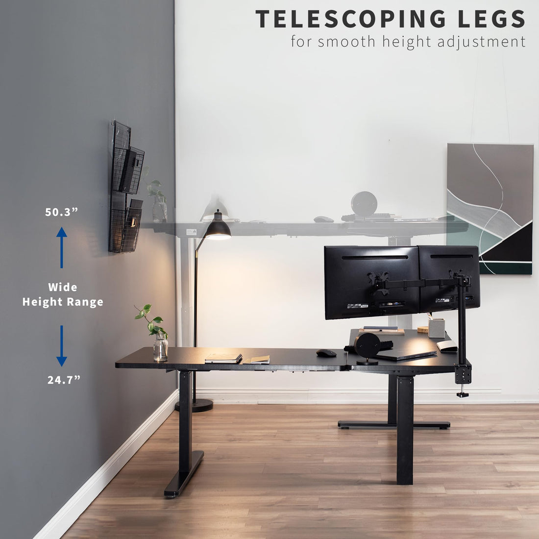 VIVO 83"x60" L-Shaped Electric Height Adjustable Desk