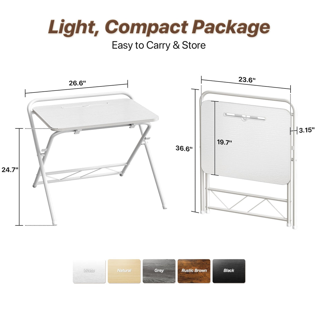 Huuger 24" Folding Desk, Rustic Brown