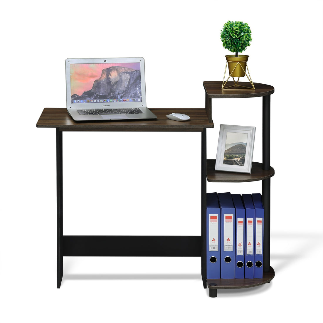 Furinno Compact Computer Desk, Walnut/Black
