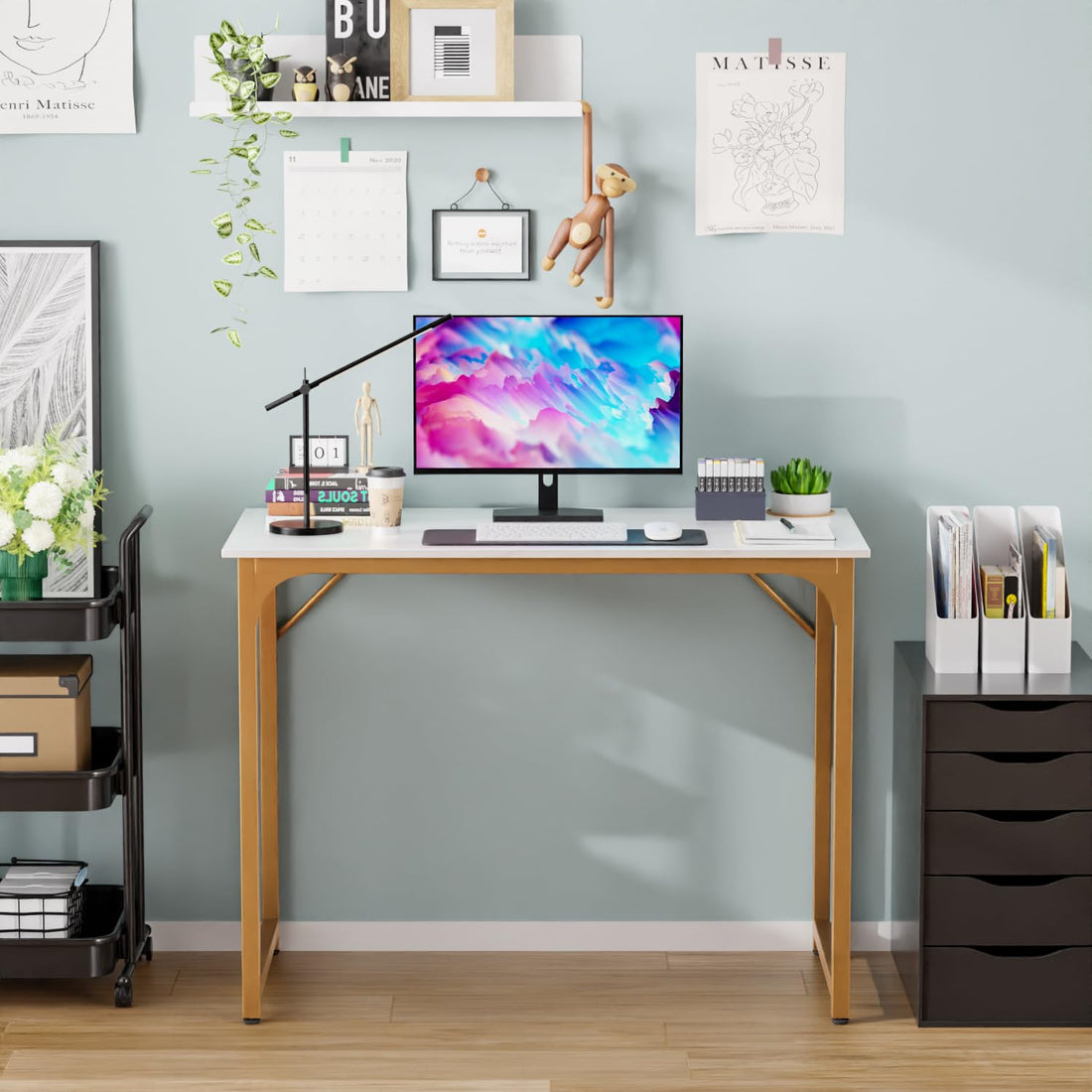 PayLessHere 32" Black Computer Desk with Metal Frame