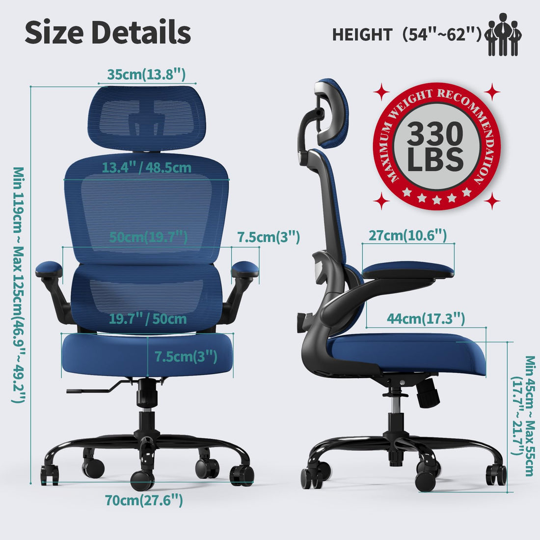 TRALT Ergonomic High Back Office Chair, Black